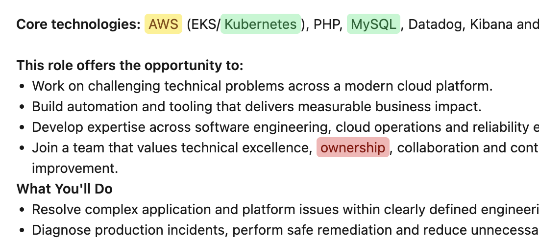Job description analysis